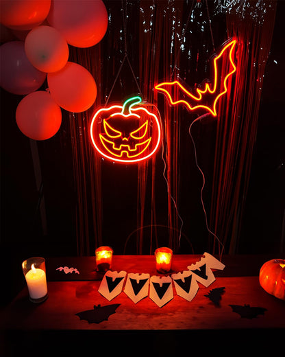 Halloween Pumpkin Neon Sign -13 X 12.5 Inch Dimmer Led Neon Signs for Halloween Decor, Cute Pumpkin Decor for Bedroom, Party and Birthday Gifts, Neon Christmas Decorations