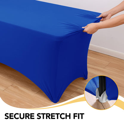 Dailyset 6-Pack Premium Royal Blue Spandex Tablecloths for 6ft Rectangle Tables, Stain & Wrinkle-Resistant, Washable Stretch Polyester Fitted Table Cover for Weddings, Banquets, Events, Parties