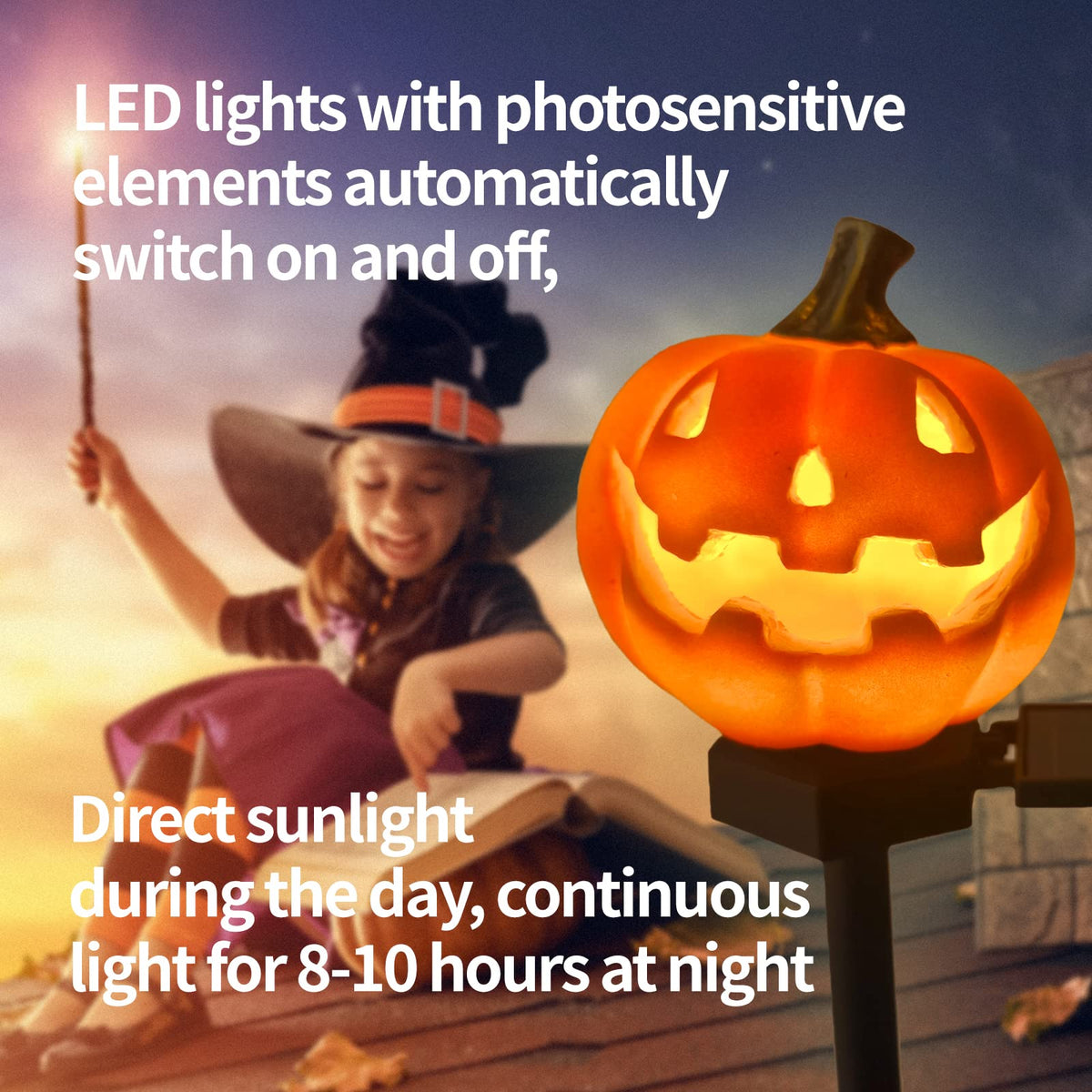 QH & Garden Pumpkin Solar Light - LED Waterproof Pumpkin Light for Garden, Balcony, Yard, Lawn, Pathway, Walkway - Garden Solar Powered Outdoor Decor,Stunning Halloween Decorations