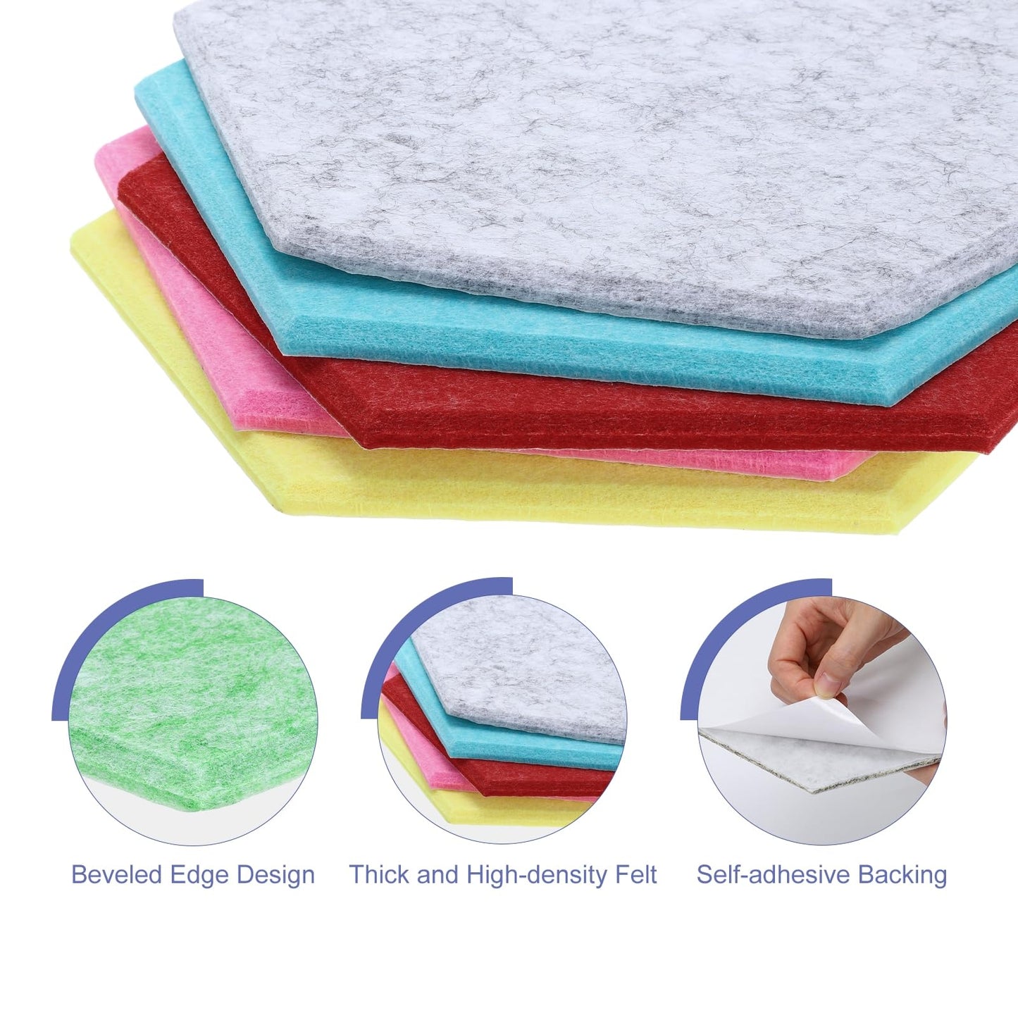 PATIKIL Felt Bulletin Board, 12"x10", 6 Packs Self Adhesive Hexagon Felt Tiles for Sound Proofing Wall Panels for Home Office Recording Studio,Game Room, Light Green