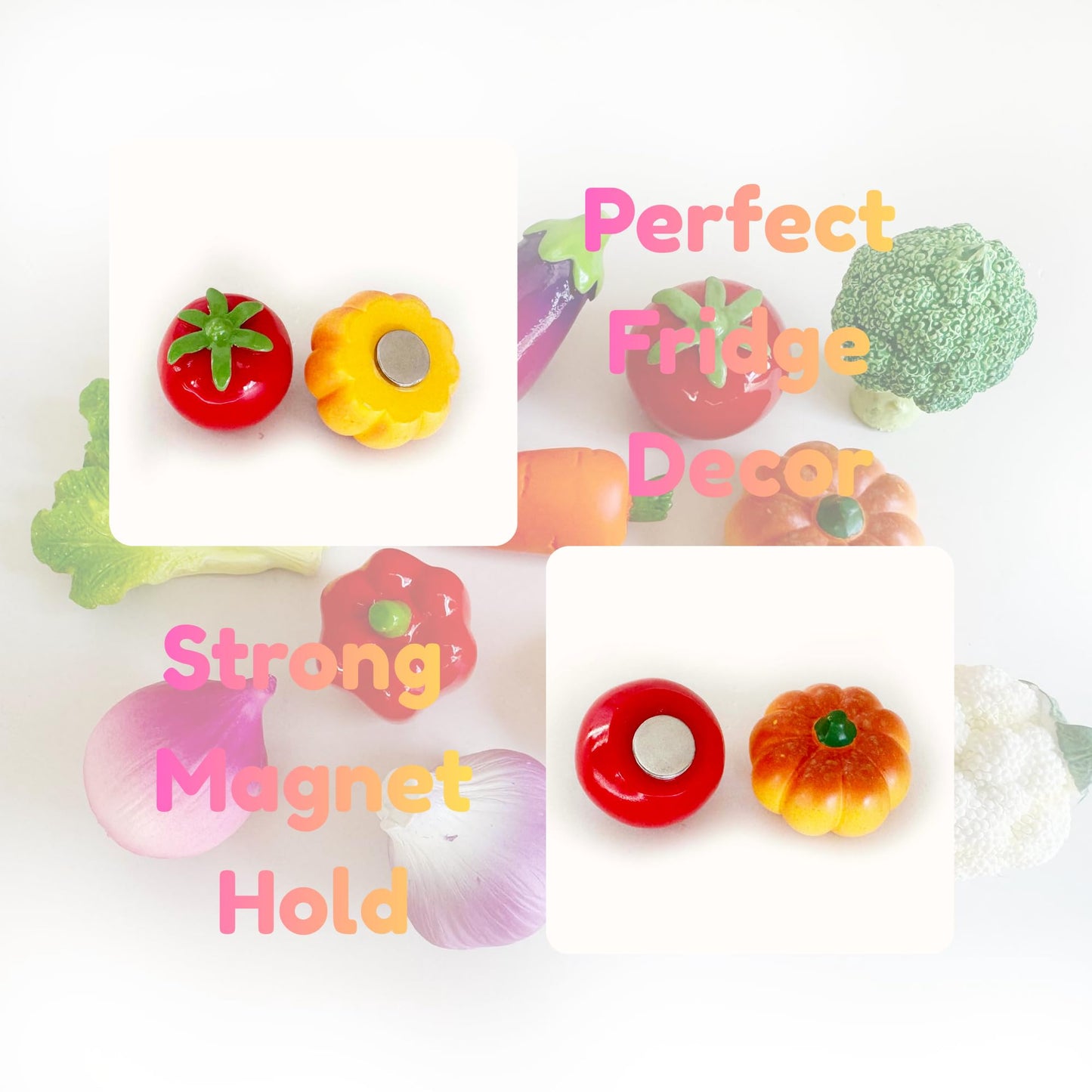 Veggie Garden 3D Realistic Refrigerator Magnets Set - 12 Pack Strong Magnetic Decor for Kitchen, Office Whiteboard & Bulletin Board - Cute Vegetable Shaped Magnets for Notes & Photos