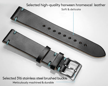 hemsut h 20mm Leather Watch Bands for Men, Thin Soft Horween Leather Watch Strap Quick Release Vintage Watch Wrap