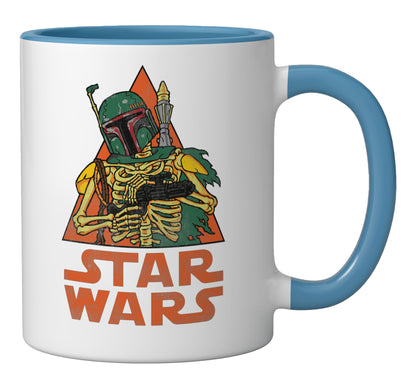 Star Wars Boba Fett Skeleton Halloween Ceramic Mug, Blue/White