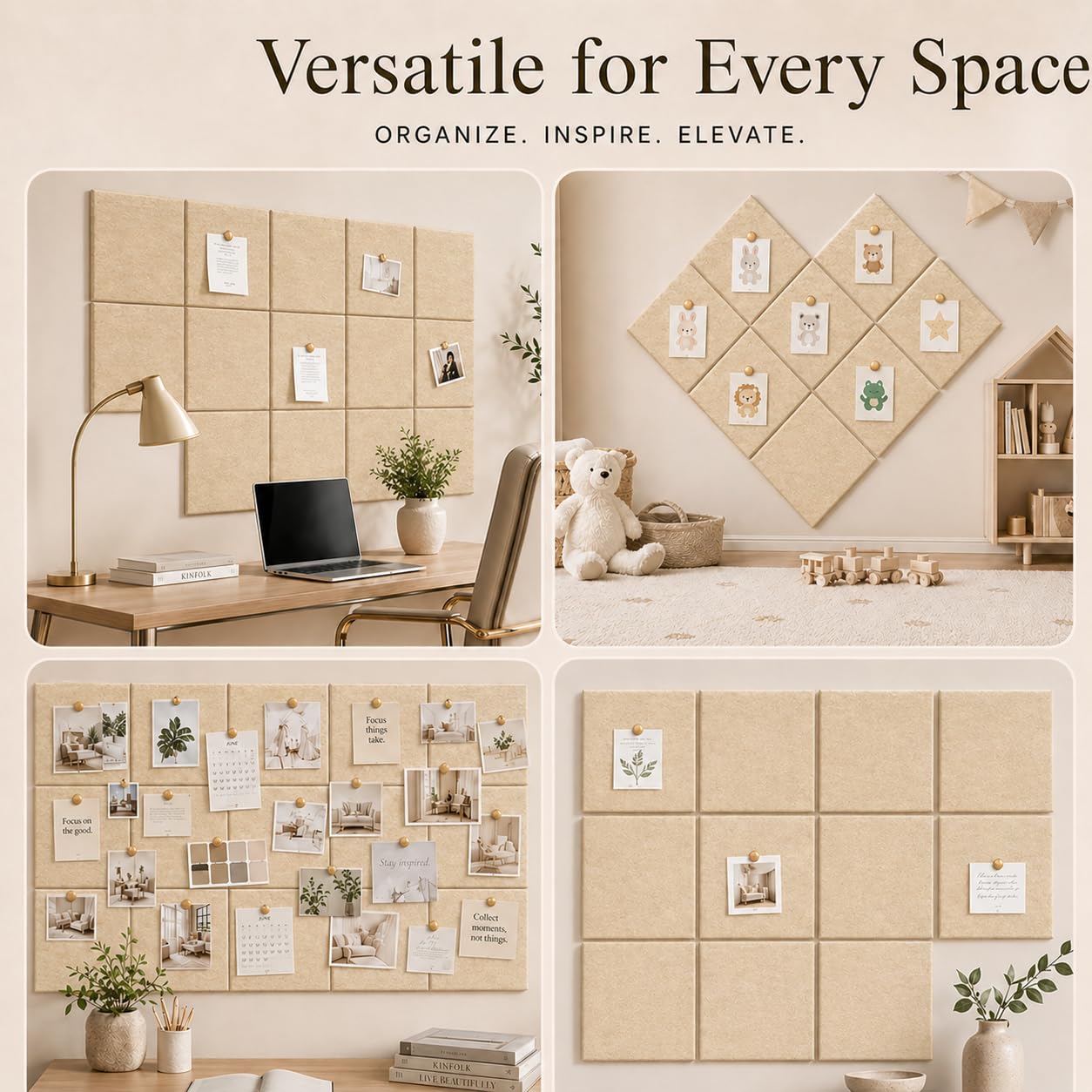 Baysola Felt Bulletin Board Panels 48 x 36 Inch Self Adhesive Wall Tiles Cork Board Alternative for Office Classroom Photos Notes 12 Pack