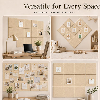 Baysola Felt Bulletin Board Panels 48 x 36 Inch Self Adhesive Wall Tiles Cork Board Alternative for Office Classroom Photos Notes 12 Pack