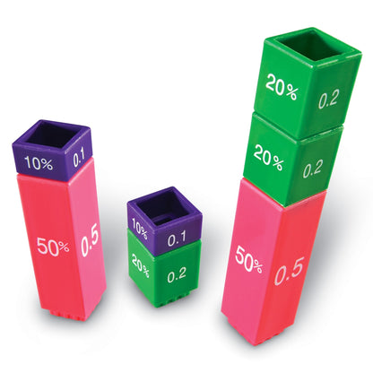 Learning Resources Fraction Tower Equivalency Cubes - 51 Pieces, Ages 6+ Math Toys for Kids, Classroom and Homeschool Accessories, Fractions for Kids