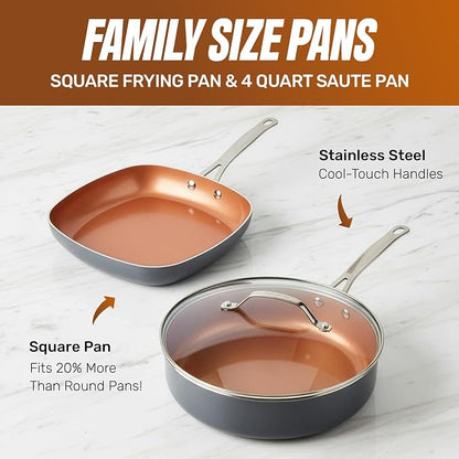 GOTHAM STEEL 20 Pc Ceramic Cookware Set, Copper Pots and Pans Set Non Stick with Bakeware, Cooking Utensils, and Steamer, Oven and Dishwasher Safe