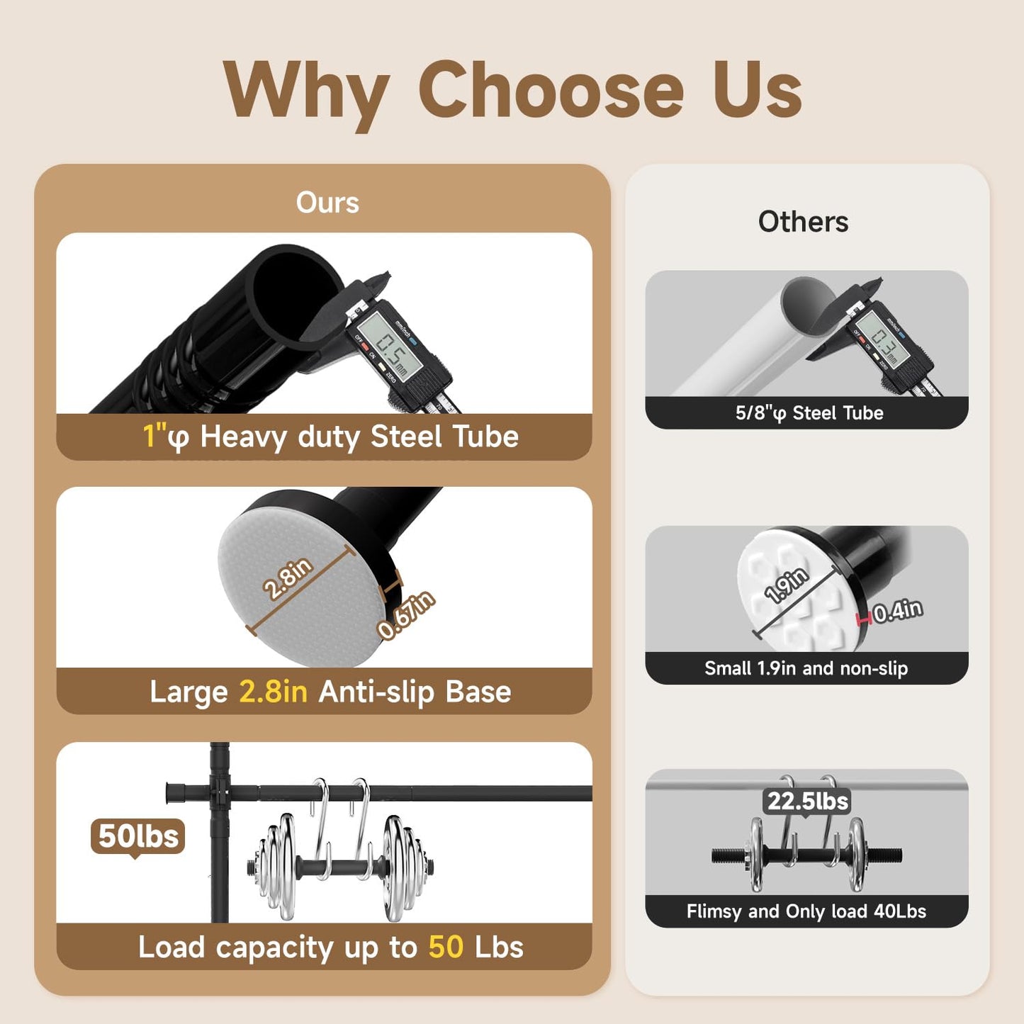 Room Divider Curtain Rod, No Driling Tension Curtain Rod for Room Partation