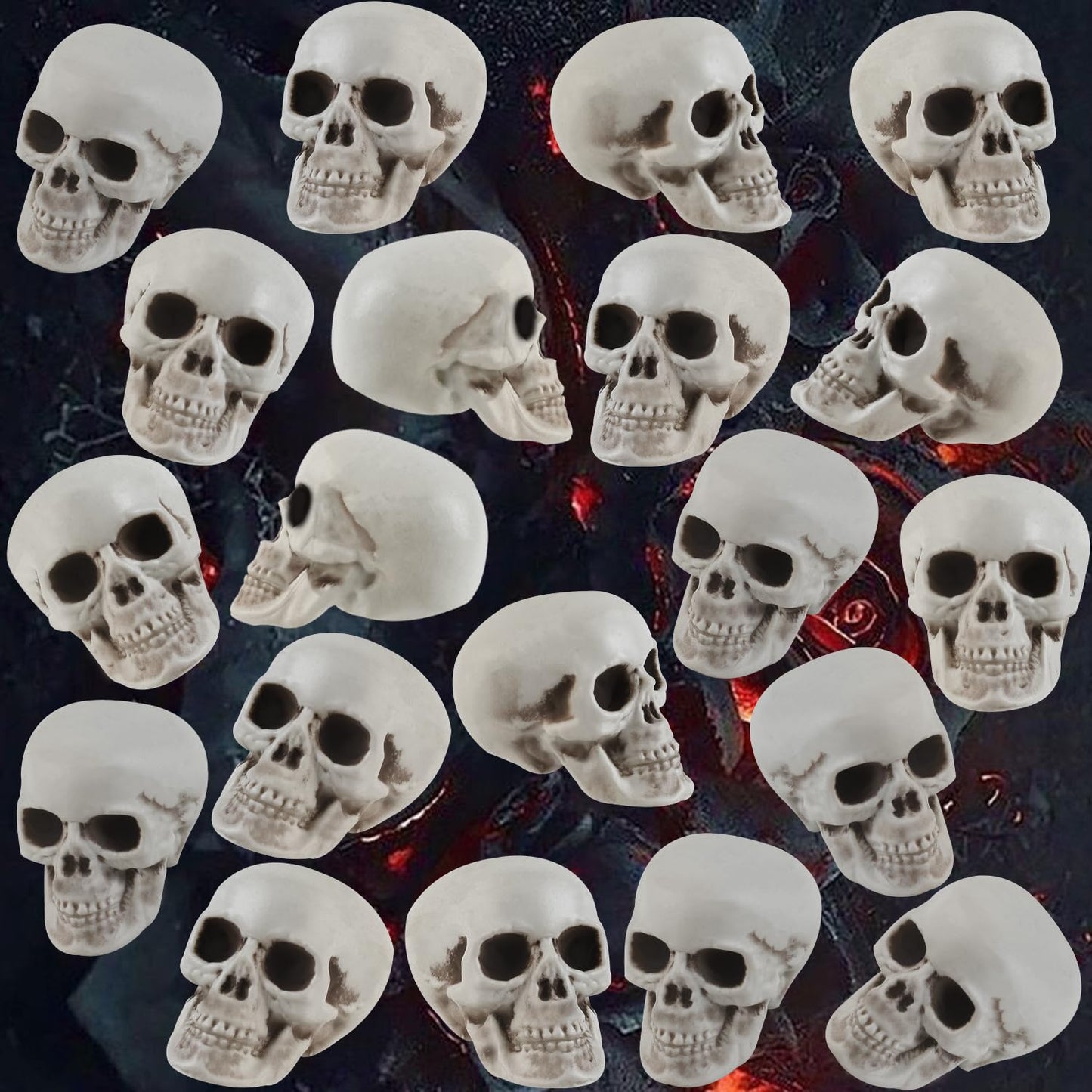 Junware 20 Pcs Halloween Skulls Realistic Looking Skulls Skeleton Head for Halloween Bar Home Table Decoration Model Human Skeleton Statue (1.6 x 1.8 x 2.3 Inches)