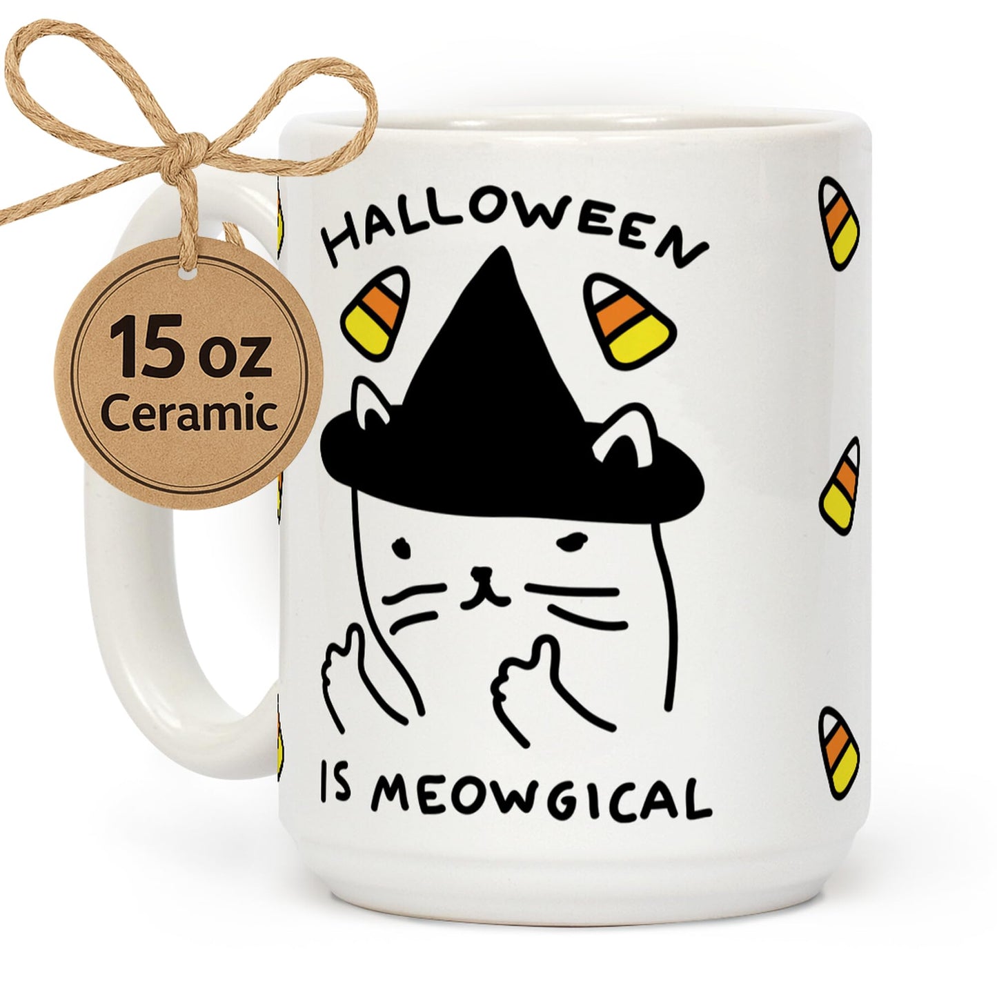 LookHUMAN Halloween Coffee Mug - Halloween Is Meowgical Mugs, Spooky Coffee Mug | Cup Gifts Idea, 15 Ounce