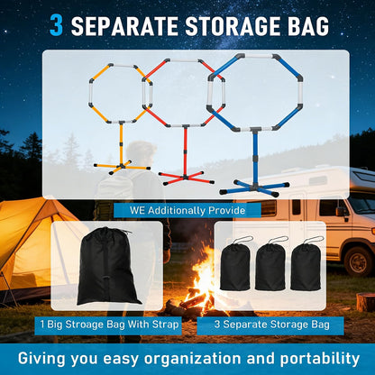 Drone Obstacle Course Kit with Drone Landing Pad, 3-Different Hoop Sizes for FPV RC Racing Game Loop Gates, Easy to Build & Carry Competition Set with Separate Storage Bag,for Kids & Adults