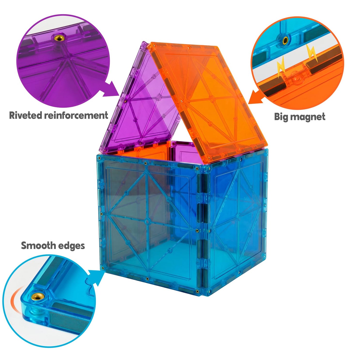 NEOFORMERS Large Magnetic Tiles Set -12PCS Square Magnetic Tiles Expansion Pack, STEM Educational Construction Stacking Blocks, Compatible with Major Brands