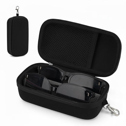 bipkonu Double Eyeglasses Case,Hard Shell Glasses Case Travel Sunglasses Organizer with Adjustable Slot & Clip for Men Women, Black