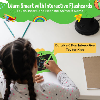 Henry & Colin Smart Talking Flash Cards Reader with LCD Writing Drawing Tablet Card for Kids – Colorful Drawing Pad, Educational Toy, Reusable Board, Travel Essential for Boys & Girls (Green)