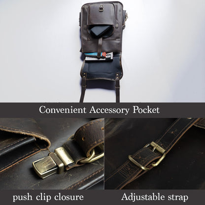 Satchel And Fable Leather Backpack for Men — 21 Inch Buffalo Full-Grain Laptop Bag”