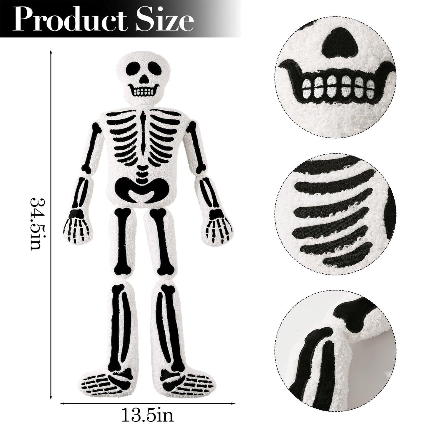 Halloween Decorations Plush Throw Pillows: Cute Teddy Fleece Skeleton Throw Pillow, Stuffed Skull Human Skeleton Cushion Halloween Decorations Indoor for Kids Home Sofa Bed Office Couch Living Room