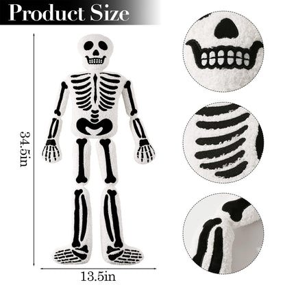 Halloween Decorations Plush Throw Pillows: Cute Teddy Fleece Skeleton Throw Pillow, Stuffed Skull Human Skeleton Cushion Halloween Decorations Indoor for Kids Home Sofa Bed Office Couch Living Room