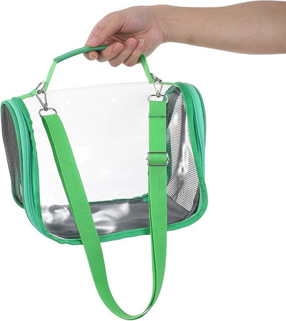 Levemolo Small Portable Bird Cage Carrier for Travel – Lightweight Plastic Parrot and Budgie Travel Cage Bag, Compact Green Pet Bird Carrier for Outdoor Trips and Vacations