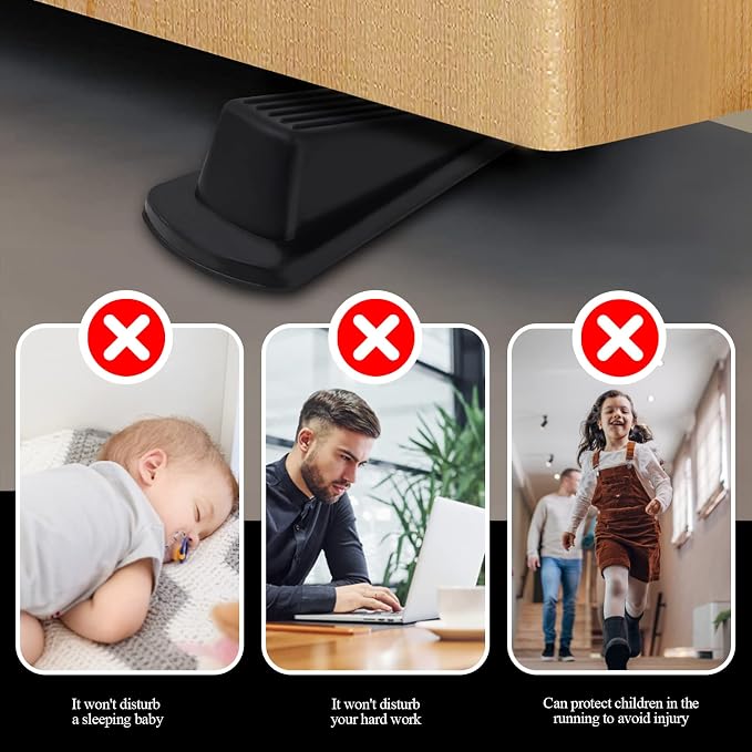 8 Pack Door Stoppers for Bottom of Door, 4.8x2.2x1.3in Door Stops, Rubber Door Stopper Wedge, Sturdy Stackable Door Stops for Floor