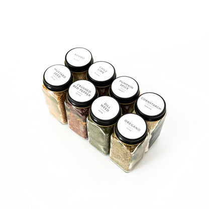 Round Spice Labels Stickers for Glass Jars - 140 Preprinted Waterproof Spice Jar Labels Stickers for Top of Lids, Seasoning Labels Only, Kitchen Pantry Organization