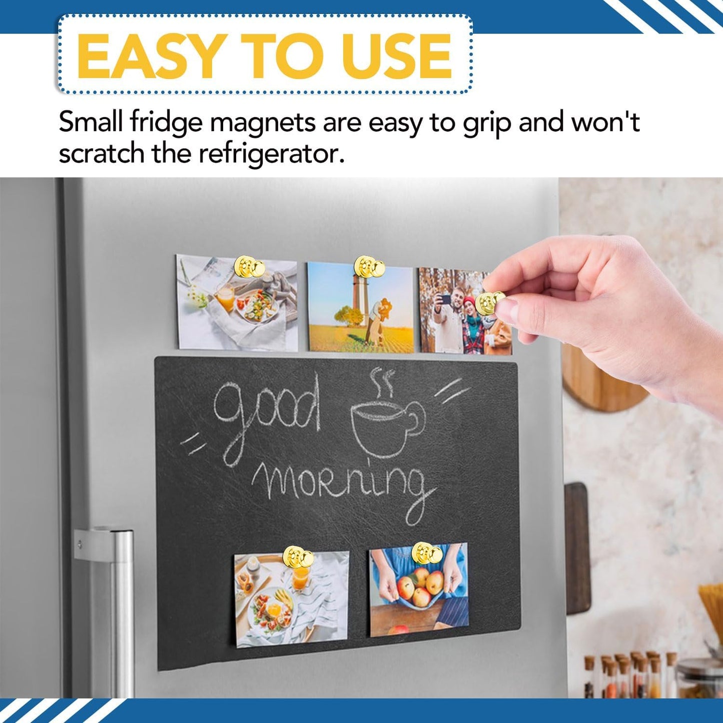 LOVIMAG Fridge Magnets 50Pcs Refrigerator Whiteboard Small Strong Magnet Classroom Kitchen Accessories Decorative Locker Set Decor Must Haves Office Calendar Refrigerador Magnetic Cute Crafts Gold