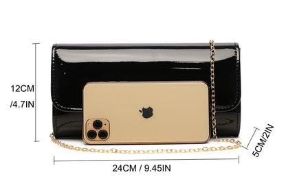 MUDUO Women Patent Leather Wallets Fashion Clutch Purses Evening Bag Many colors Handbag (18Black)