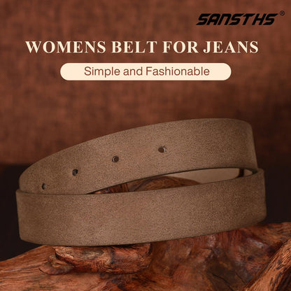 SANSTHS Womens Belt for Jeans Pants Dresses with Alloy Buckle, Floral Print Belt for Women with Unique Print Design, Dark Brown S