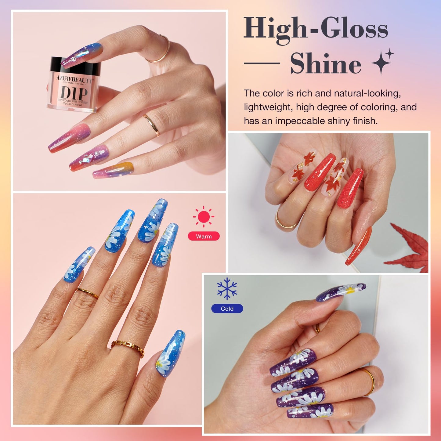 AZUREBEAUTY Dip Powder Nail Kit Starter, All Season Skin Tone Nude Brown 4 Colors Acrylic Dip Powder Liquid Set with Base/Top Coat Activator for French Nail Art Manicure DIY Salon Gifts