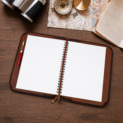 CestAntiQ, Heavy Duty Full Grain Leather Journal Cover (8.5 x 11 in.), Refillable Cahier XXL, Refillable Spiral Notebook (8.5 x 11 in.), Handmade Zippered Leather Journal Cover
