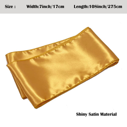 Maiangel Satin Chair Sashes Bows 50PCS Chair Ribbon Ties Back Sash for Wedding Party Events Cover Decoration (Gold)