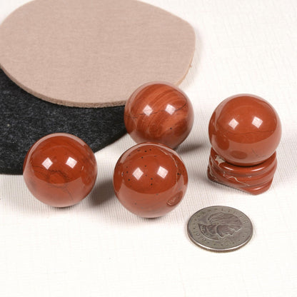 Justinstones Natural Polished Red Jasper Sphere with Red Jasper Stand – Handcrafted Gemstone 30mm Ball for Energy Healing, Meditation, and Home Décor