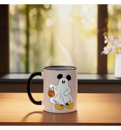 Disney Halloween Mickey Mouse Ghost Costume Trick-or-Treat Ceramic Mug, Black/White
