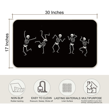 Farmhouse Halloween Funny Skeleton Gothic Skull Dancing 30 x 17 Inches Entryway Door mat,Front Door Entrance Outdoor Porch Home Decor,Halloween Skull Lover Fall Gifts