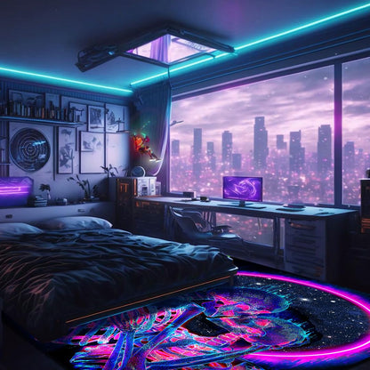EISKBC Blacklight Kiss Skull Area Rug, Neon UV Reactive Couple Skeleton Throw Rug, Romantic Fluorescent Luminous Floor Mat Carpet, Glow in The Dark Decor for Bedroom Lover Gift 70x47inch