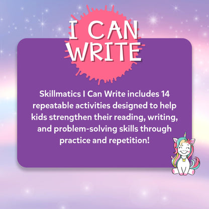 Skillmatics I Can Write Unicorns - Reusable Preschool Learning Activities, Educational Toy and Game, Back to School Supplies, Gifts for Students, Kids, Toddlers Ages 3, 4, 5, 6