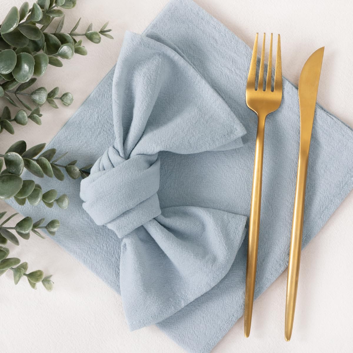 Socomi Cloth Napkins Grey Blue Fall Thanksgiving Washable Reusable Bulk Linen Cotton Napkins Set of 6 17"x17" for Wedding Party Bridal Baby Shower Birthday Dining Table Decorations