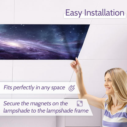 Starry Sky Magnetic Light Covers 8-Pack (2×4 ft) – Night Sky Ceiling Filters, Tool-Free Magnetic Mount, Flame-Resistant & Heat-Safe, Soften Glare & Protect Eyes, Classroom/Office/Home