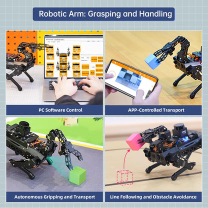PuppyPi Robot Dog with ChatGPT Large AI Models AI Embodied Intelligence ROS Robotic Dog Vision Scene Voice Understanding SLAM Mapping Navigation Bionic Quadruped Robot, Standard Kit & RaspberryPi5 4GB