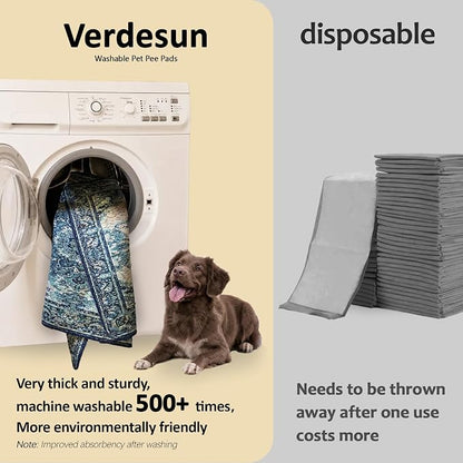 Washable Pee Pads for Dogs, Reusable Puppy Potty Training Pads, Ultra-Absorbent Thick Waterproof Leak-Proof Non-Slip Pads & Mat for Crate, Playpen, Floor, Whelping & Housebreaking , 1 Pack 72"x72"