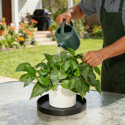 Afrine 2 Pack 8 inch Plant Saucer Drip Tray, Heavy Sturdy Plastic Planter Flower Pot Drainage Tray Plate Saucers for Indoor Outdoor Garden, Plant Water Drip Trays for pots Base (8", Black)