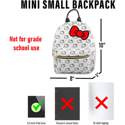 Hello Kitty Backpack Purse for Women Set - 10" Backpack with Front Pocket for Teens Plus Button | Hello Kitty Mini Backpack Bundle
