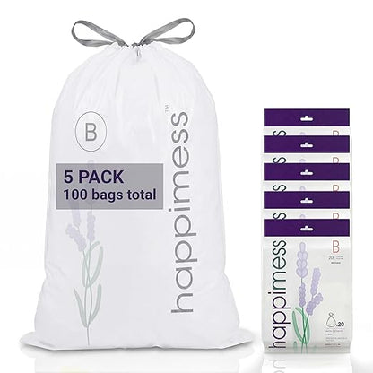 happimess 5.3 Gallon Drawstring Trash Bags, Lavender Scent, Heavy Duty MDPE