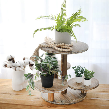 SwallowLiving 5 Tier Round Cupcake Tower Stand for 60 Cupcakes Wooden Cake Stands Farmhouse Tiered Tray Decor Cupcake Display for Birthday Graduation Baby Shower Tea Party and Wedding
