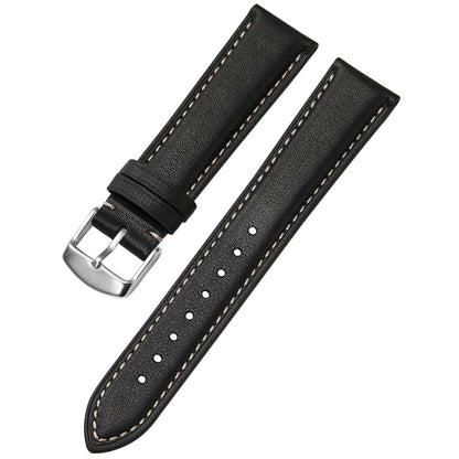 Afany Leather Watch Band 20mm for Men and Women, Quick Release Watch Strap, Black Replacement Watchband