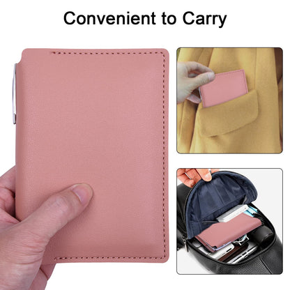 Wisdompro Journal Cover, 2 Pack PU Leather Notebook Cover for Field Notes,or other 3.5" x 5.5" Pocket Notebooks - Pink