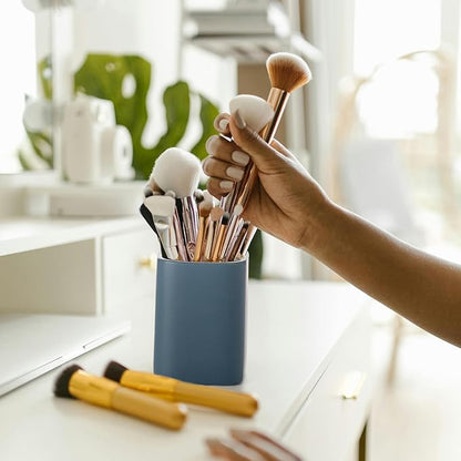 Pen Holder, 2 Pack Pencil Holder for Desk,Ceramic Pencil Cup Desk Organizer, Makeup Brush Holder Cute, Stationery Accessories for Office, School, Home (Matte blue)