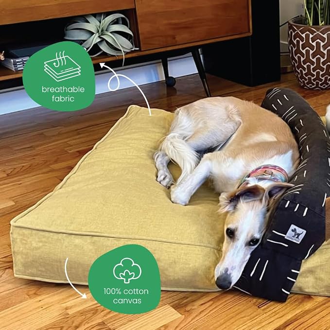 Molly Mutt Elysium Dog Bed Duvet Cover, GOTS-Certified 100% Cotton Canvas Cover for Dog, Puppy, or Cat Bed, Durable, Washable, and Free of Harmful Chemicals, Huge, 36"x45"x5", Yellow