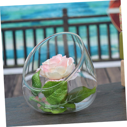 Yardwe Slant Cut Glass Bottle Terrarium 3pcs Set, Micro Landscape Glass Plant Container for Succulent Display and Ecological Desktop Decoration