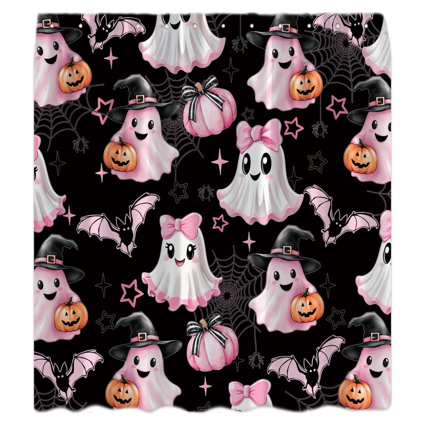 JWJAMM Spooky Halloween Shower Curtain, Black, 70x70 Inch