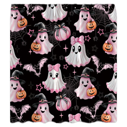 JWJAMM Spooky Halloween Shower Curtain, Black, 70x70 Inch